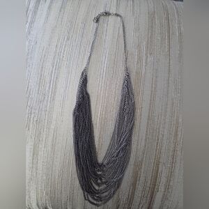 Silver Multi-Strand Chain Statement Necklace